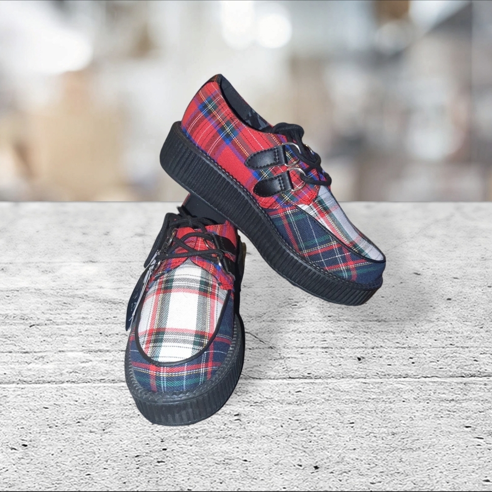 Tuk Plaid Platform Oxfords W8 M6 NWT NIB